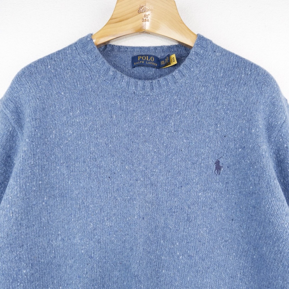 Polo Ralph Lauren Men's Large Blue Speckled Wool Blend Crew Neck Sweater - Picture 5 of 14